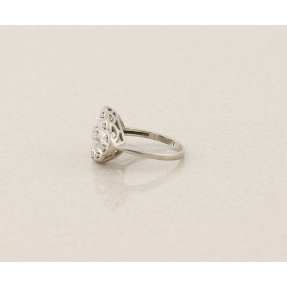14k White Gold .15 carat Diamond Art Deco Ring Size 4 3/4 sizeable Antique - Picture 5 of 8